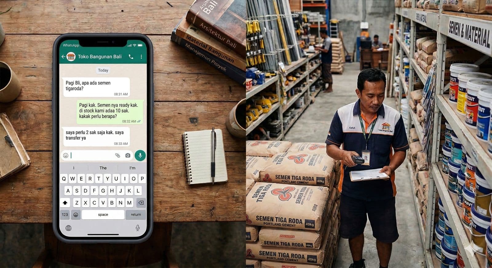 Pemilik bisnis mengecek inventaris di tablet